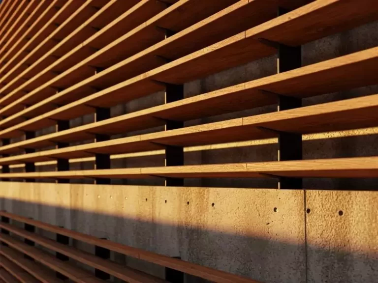 wood look horizontal louver facade