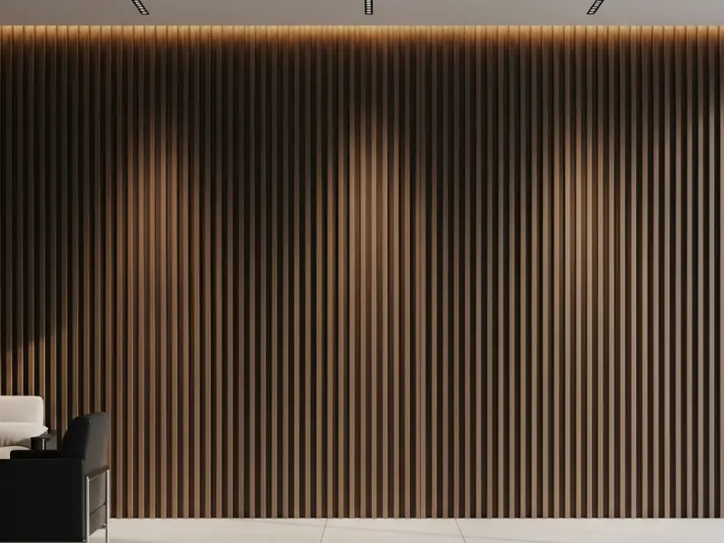 vertical wood-look aluminum battens
