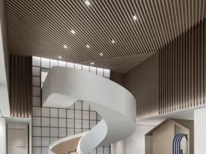 wood look aluminum battens on Art Gallery