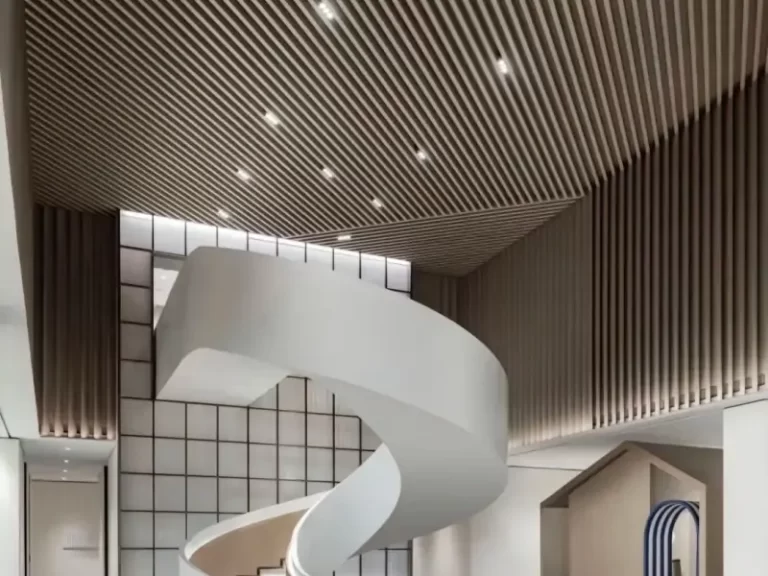 wood look aluminum battens on Art Gallery